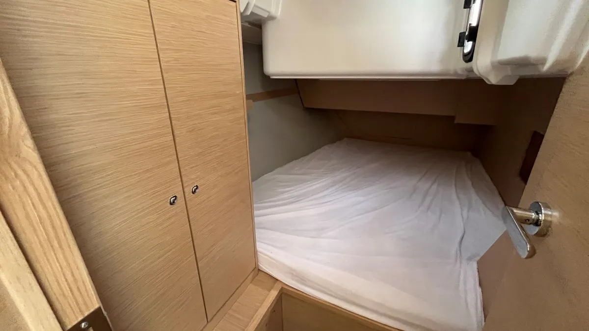 Cabin on Evren, a Dufour 37 sailboat at La Rochelle, France