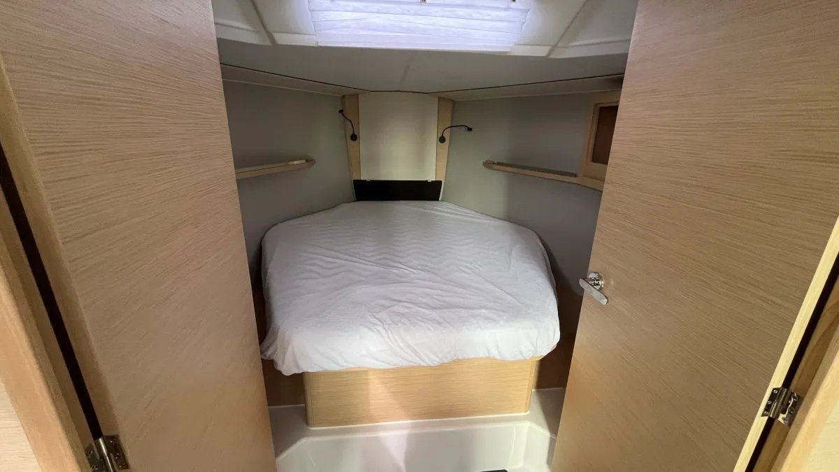 Cabin on Evren, a Dufour 37 sailboat at La Rochelle, France
