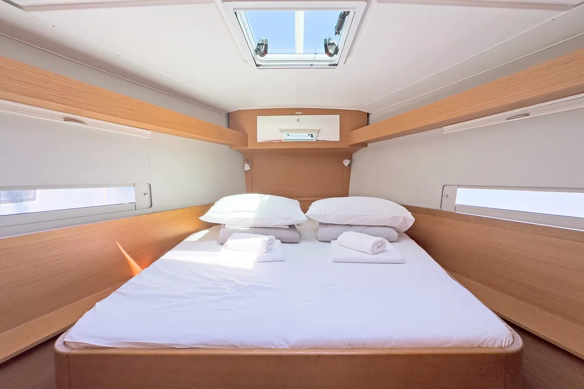 Cabin on First Love, a Dufour 430 sailboat at Skradin, Croatia