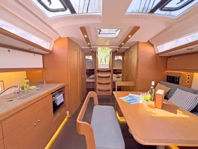 Salon of First Love, a Dufour 430 sailboat at Skradin, Croatia