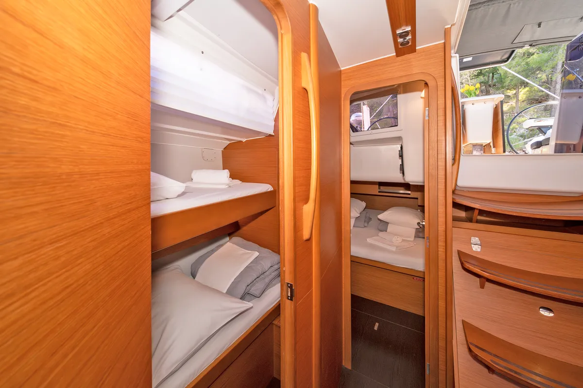 Cabin on First Love, a Dufour 430 sailboat at Skradin, Croatia