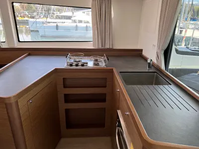 Galley of Sea Hawk, a Lagoon 42 catamaran at Athens, Greece