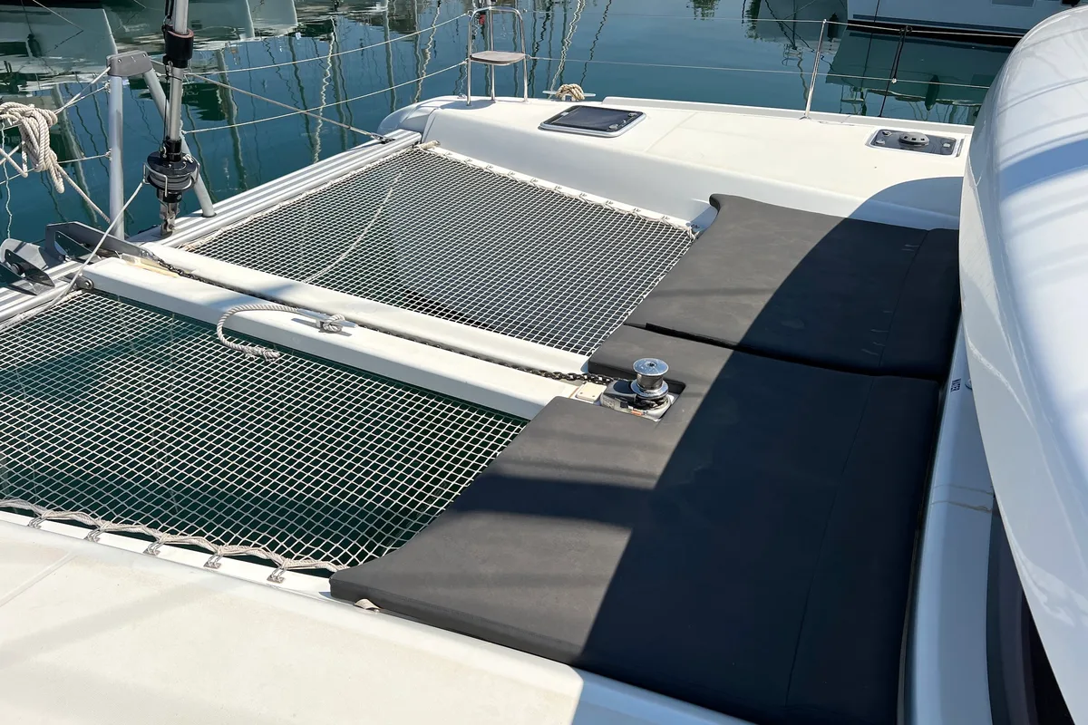 Deck of Sea Hawk, a Lagoon 42 catamaran at Athens, Greece