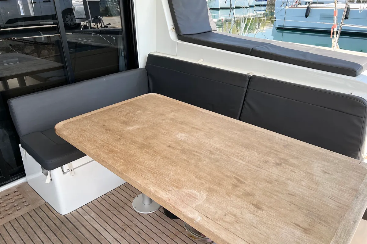 Deck of Sea Hawk, a Lagoon 42 catamaran at Athens, Greece