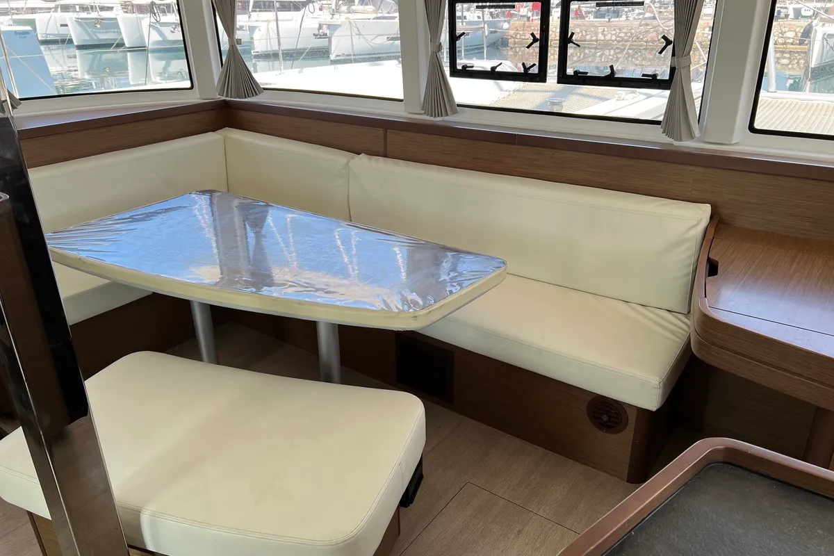 Salon of Sea Hawk, a Lagoon 42 catamaran at Athens, Greece
