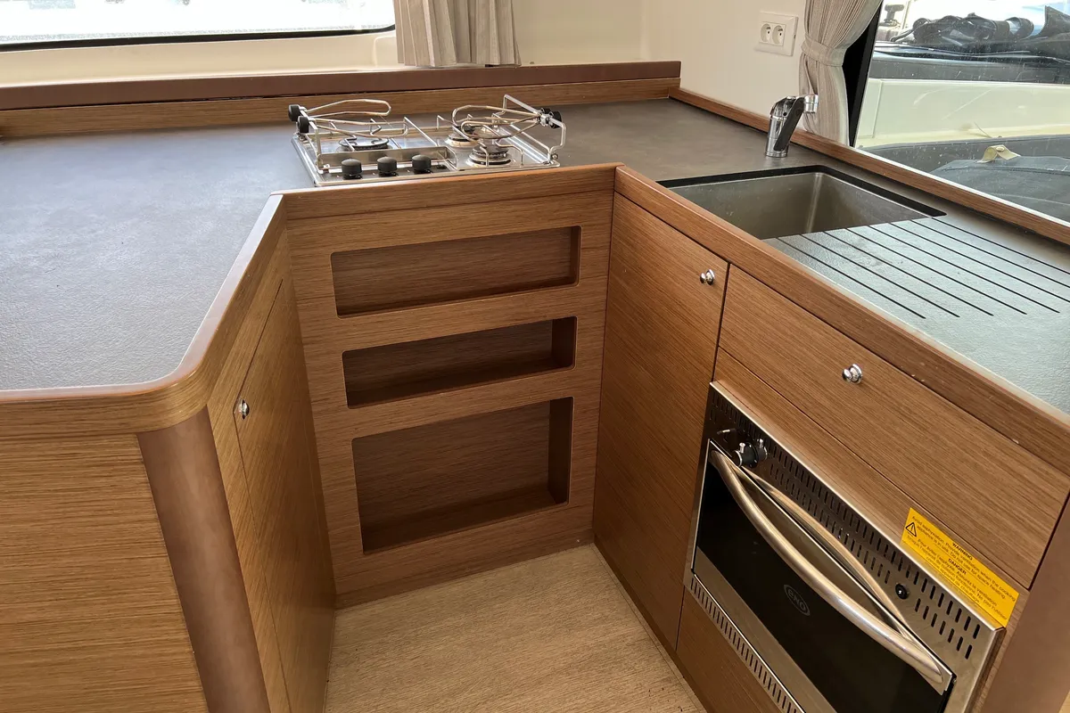 Galley of Sea Hawk, a Lagoon 42 catamaran at Athens, Greece