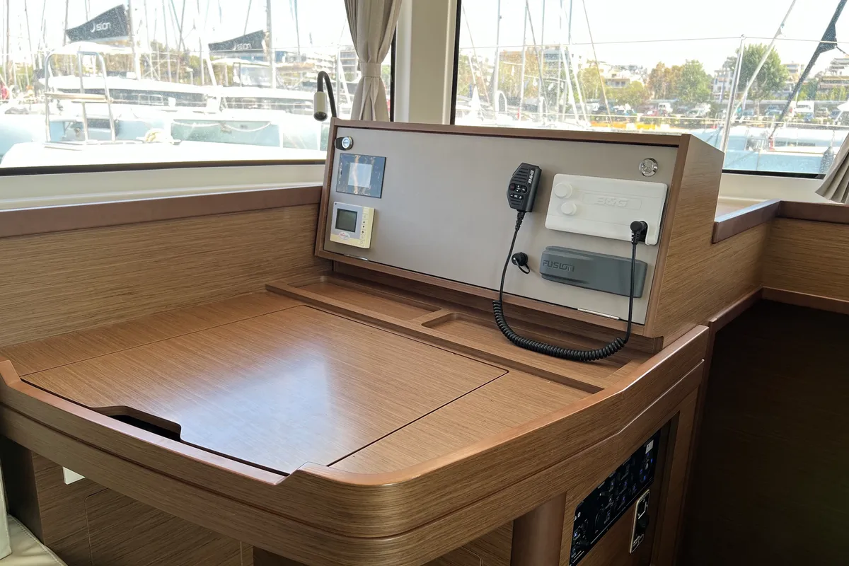 Salon of Sea Hawk, a Lagoon 42 catamaran at Athens, Greece