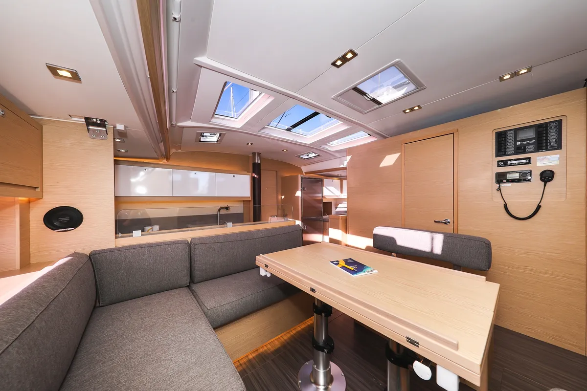 Salon of Kasper, a Dufour 530 sailboat at Vodice, Croatia