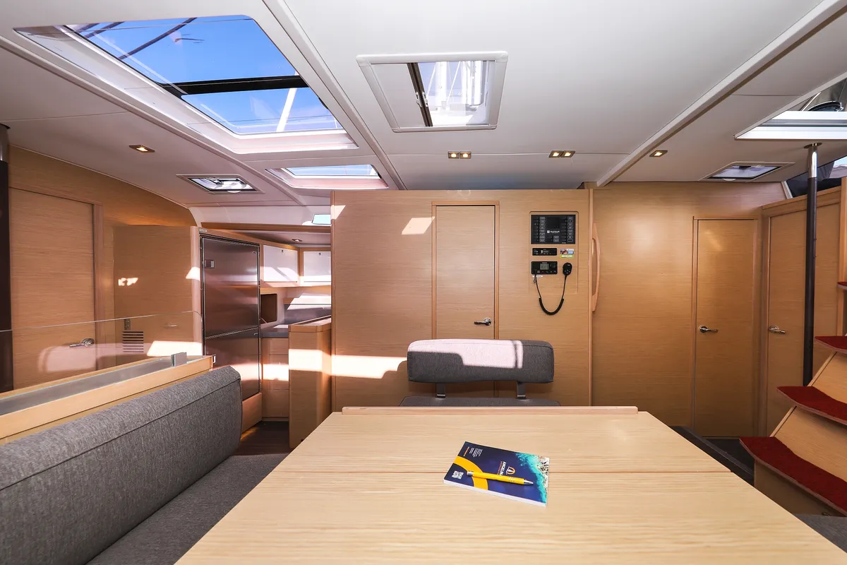 Salon of Kasper, a Dufour 530 sailboat at Vodice, Croatia