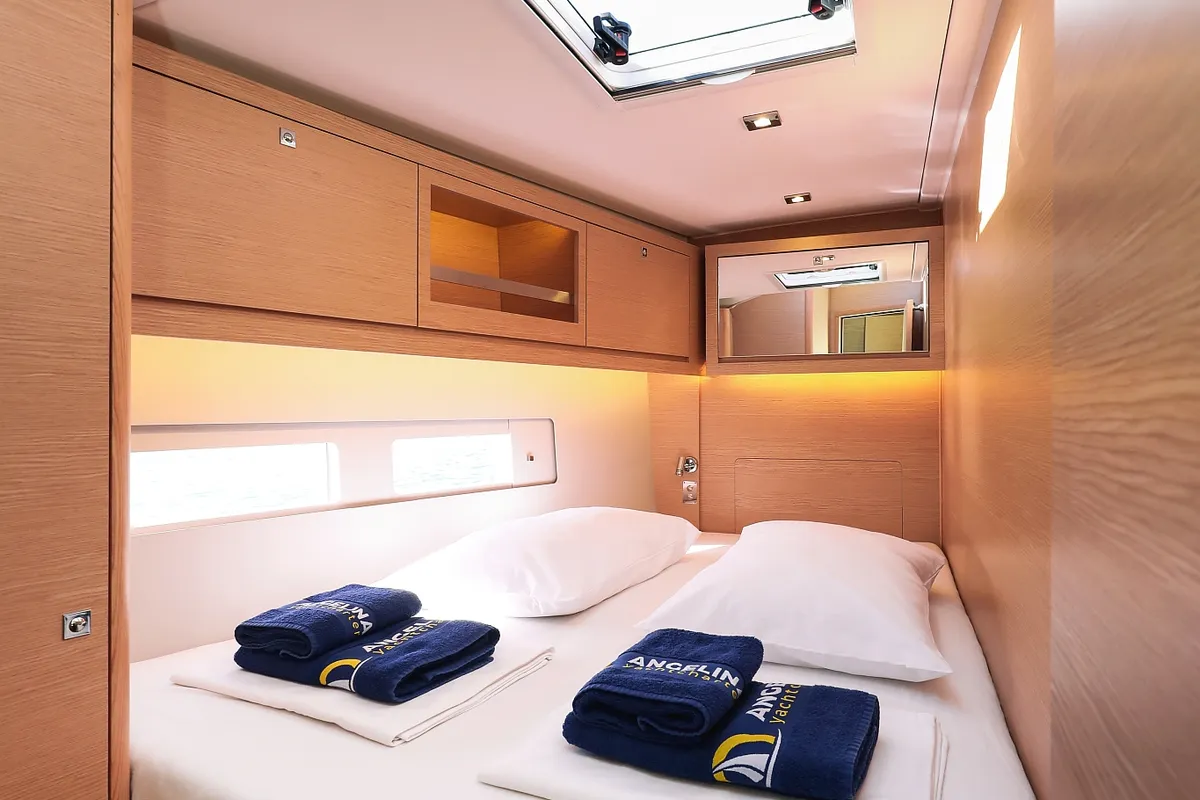 Cabin on Kasper, a Dufour 530 sailboat at Vodice, Croatia