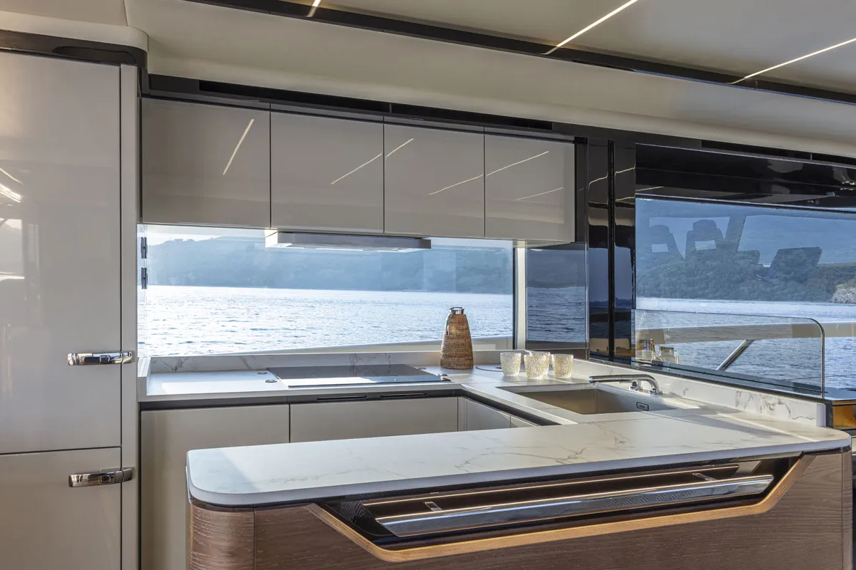 Head on Knitewear.Club 3, a Absolute Yachts Navetta 64 motor yacht at Općina Sukošan, Croatia