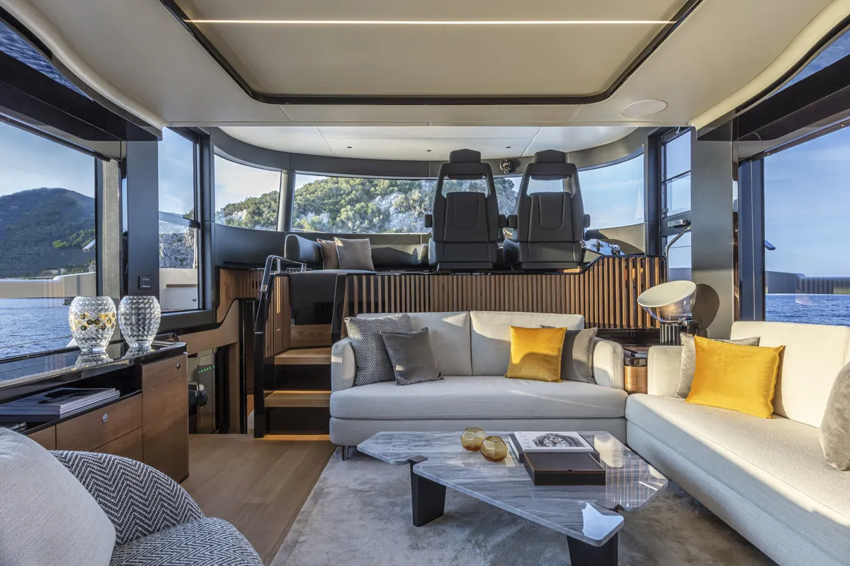 Salon of Knitewear.Club 3, a Absolute Yachts Navetta 64 motor yacht at Općina Sukošan, Croatia