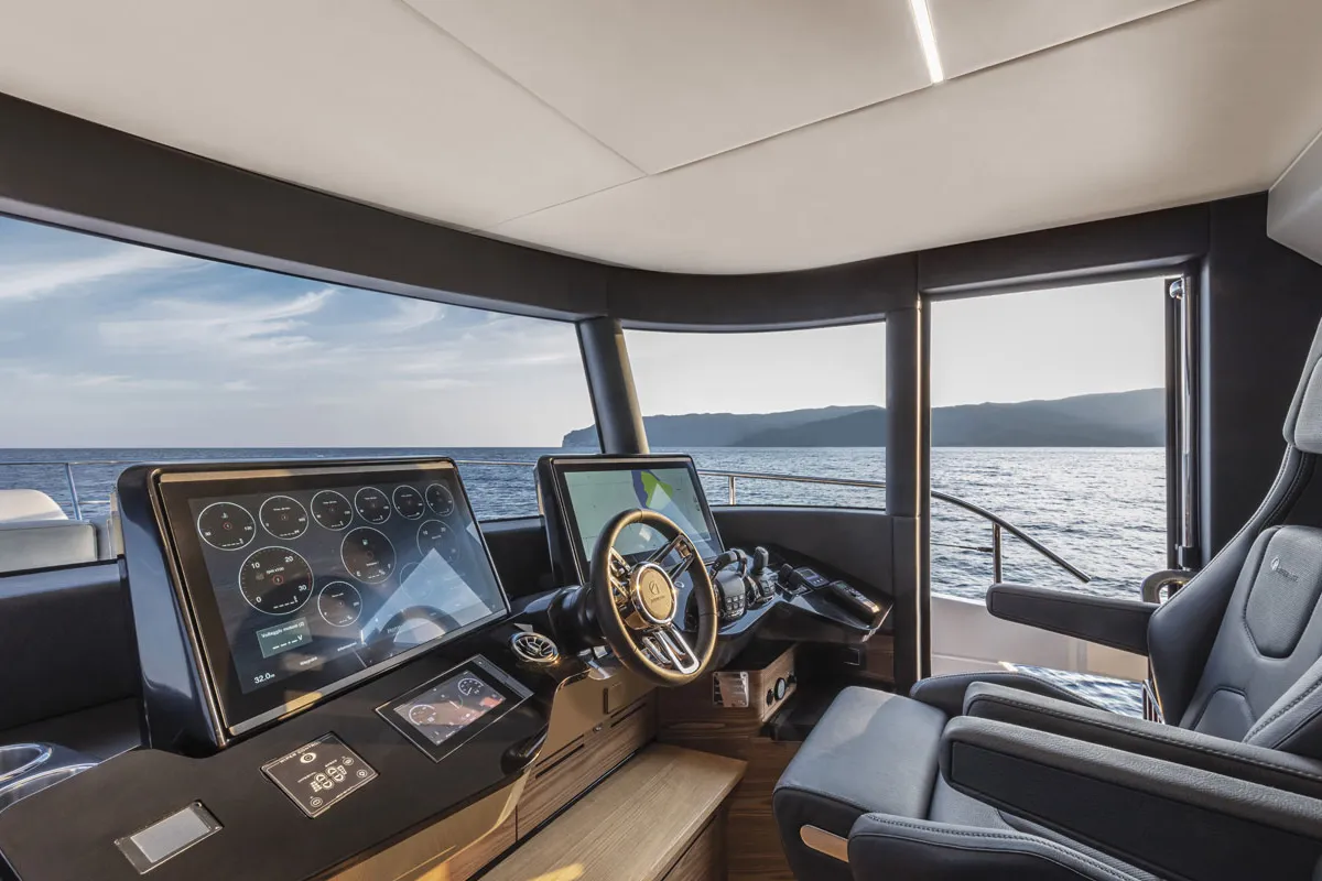 Salon of Knitewear.Club 3, a Absolute Yachts Navetta 64 motor yacht at Općina Sukošan, Croatia