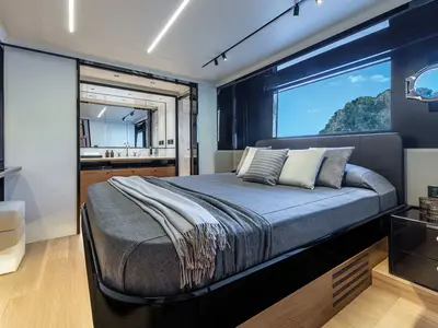Deck of Knitewear.Club 3, a Absolute Yachts Navetta 64 motor yacht at Općina Sukošan, Croatia