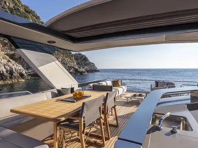 Salon of Knitewear.Club 3, a Absolute Yachts Navetta 64 motor yacht at Općina Sukošan, Croatia