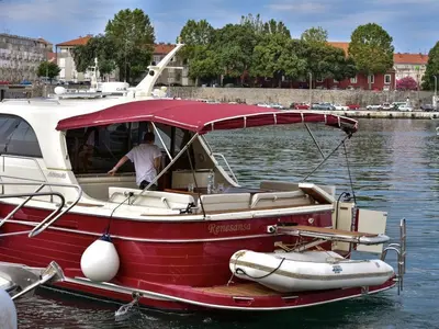 Deck of Renesansa, a SAS - Vektor Adriana 44 motorboat at Zadar, Croatia