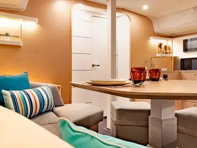 Salon of Moorings 44.3 Exclusive Plus, a Dufour 44 sailboat at Grand Anse, Grenada