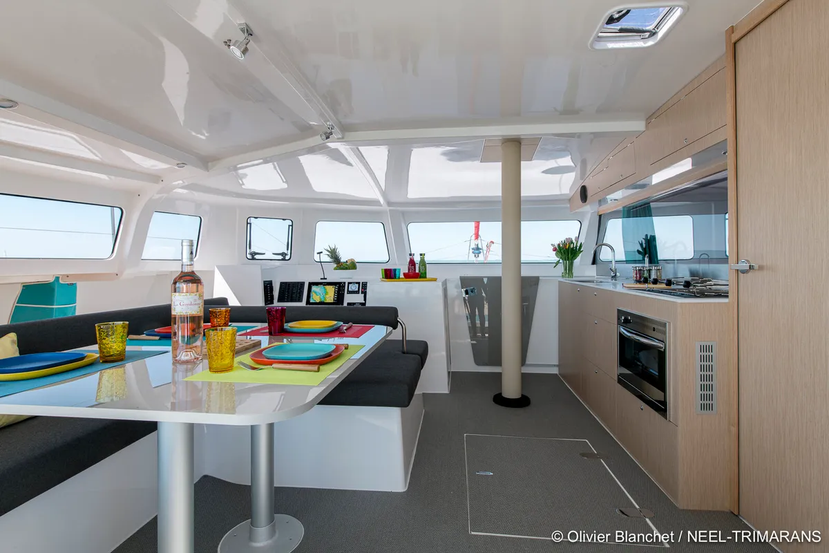 Salon of Lungta, a NEEL 43 sailboat at La Rochelle, France