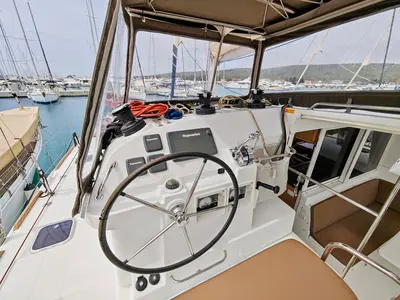 Cockpit of Diego, a Lagoon 400 S2 catamaran at Općina Sukošan, Croatia