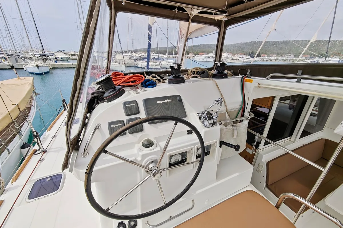Cockpit of Diego, a Lagoon 400 S2 catamaran at Općina Sukošan, Croatia