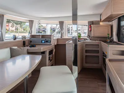 Salon of Almalu, a Lagoon 42 catamaran at Tonnarella, Italy