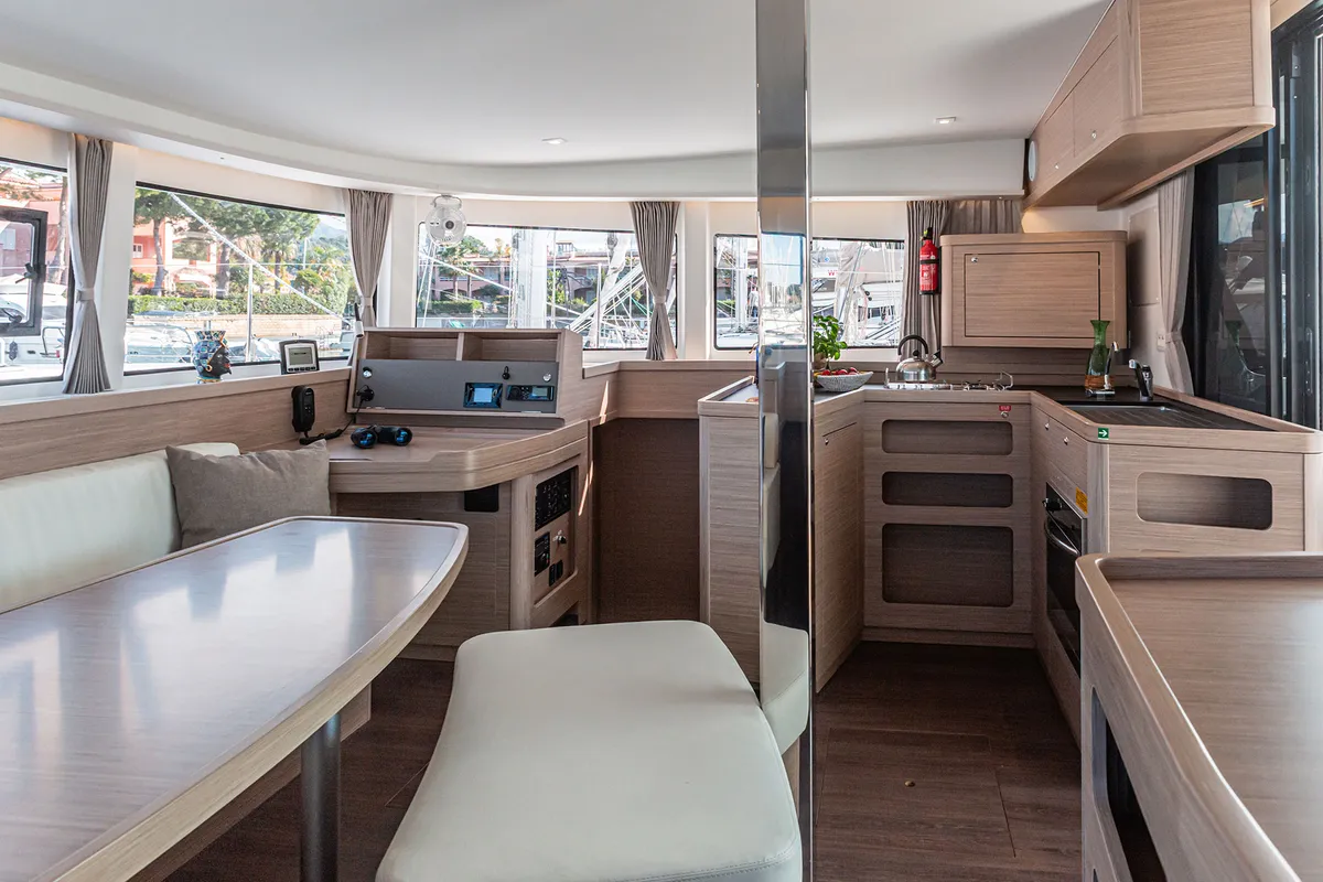 Salon of Almalu, a Lagoon 42 catamaran at Tonnarella, Italy