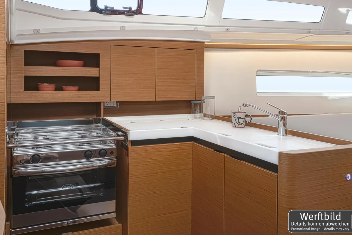 Galley of Lidija, a Jeanneau Sun Odyssey 380 sailboat at Grad Pula, Croatia