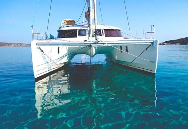Exterior view of Mariona, a Fountaine Pajot Lipari 41 catamaran at Roses, Spain