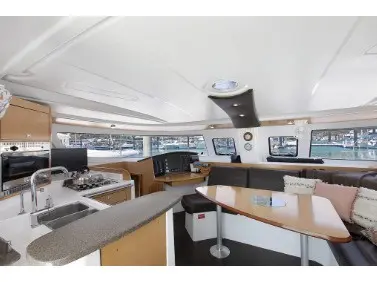 Galley of Mariona, a Fountaine Pajot Lipari 41 catamaran at Roses, Spain