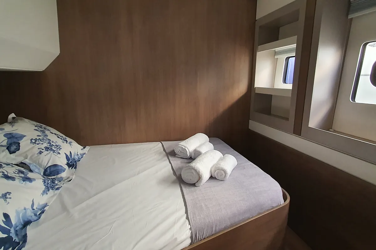 Cabin on ONLY ONE LIFE, a Bali 5.4 catamaran at Sitges, Spain