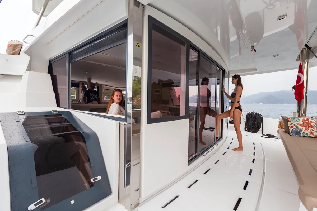 Exterior view of ONLY ONE LIFE, a Bali 5.4 catamaran at Sitges, Spain