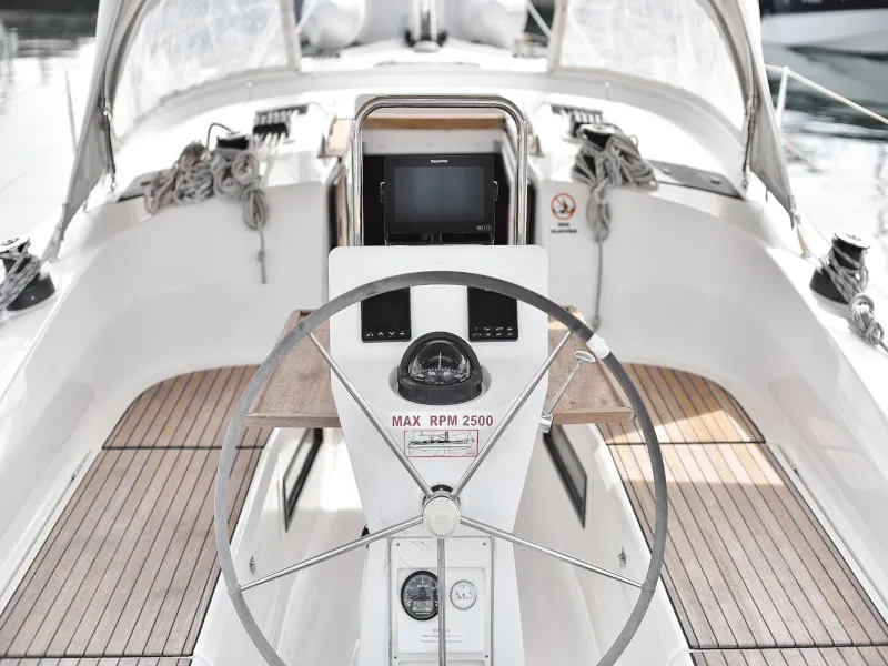 Cockpit of Petra M, a Bavaria 36 Cruiser sailboat at Zadar, Croatia