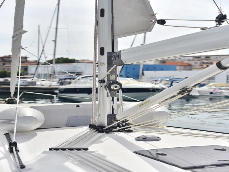 Deck of Petra M, a Bavaria 36 Cruiser sailboat at Zadar, Croatia