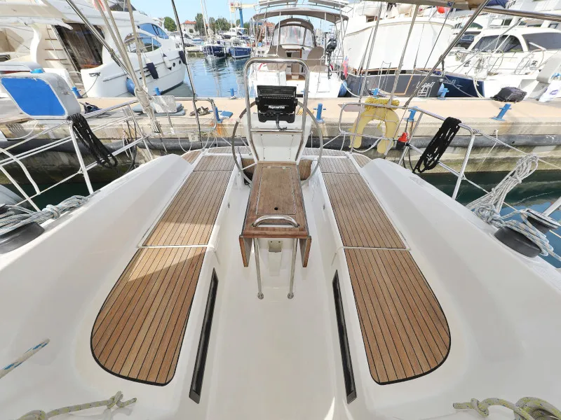 Deck of Petra M, a Bavaria 36 Cruiser sailboat at Zadar, Croatia