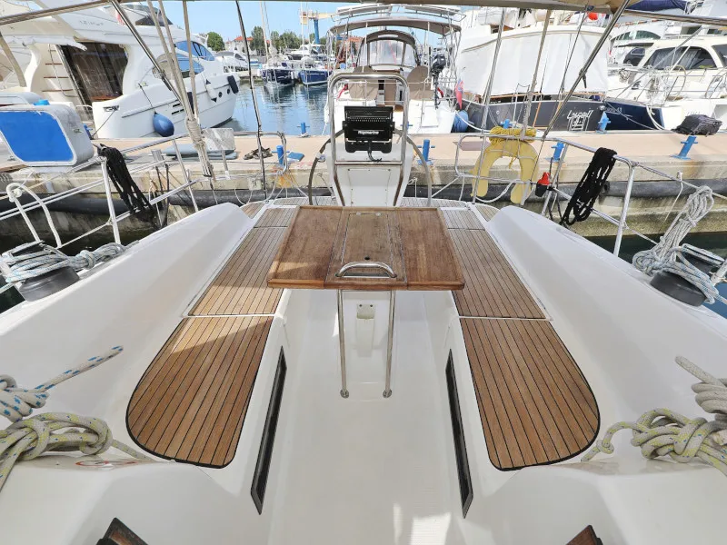 Deck of Petra M, a Bavaria 36 Cruiser sailboat at Zadar, Croatia
