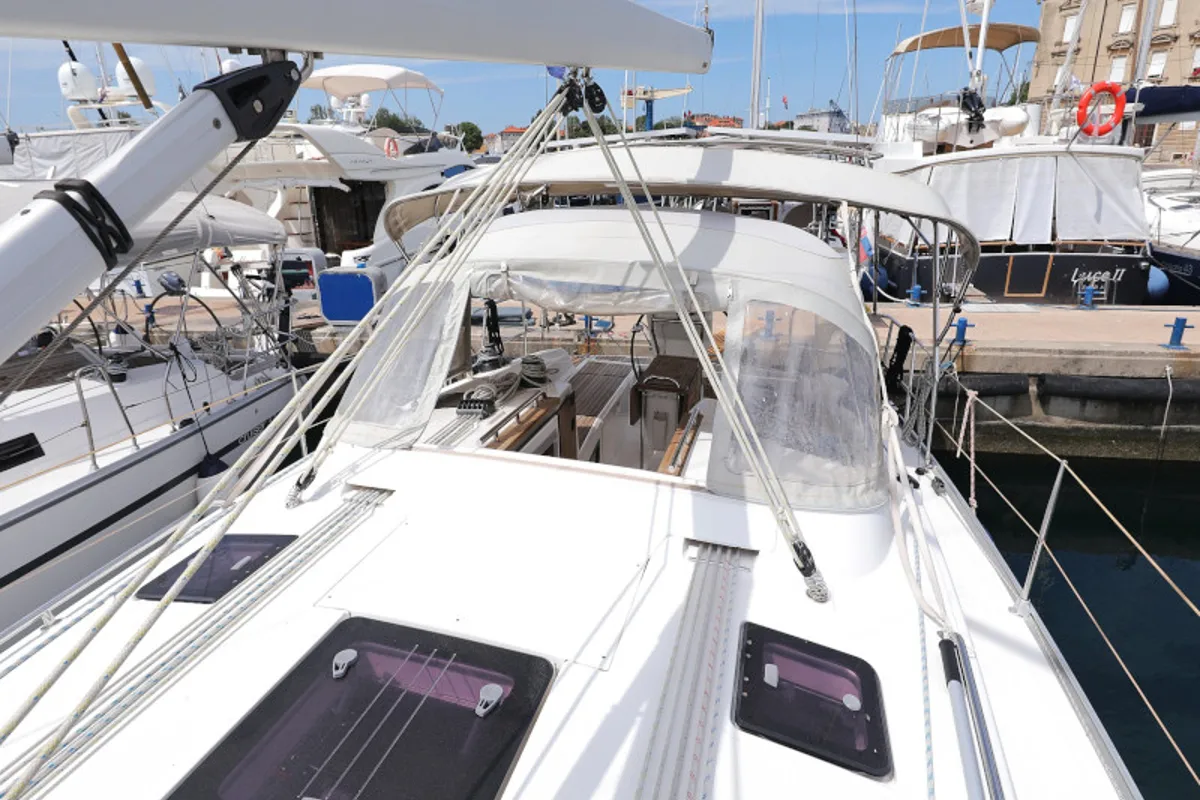 Deck of Petra M, a Bavaria 36 Cruiser sailboat at Zadar, Croatia