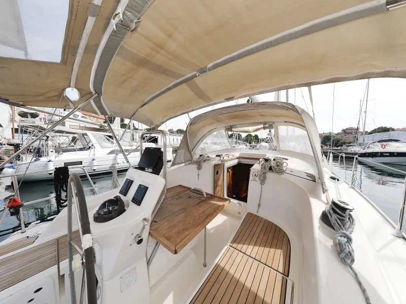 Cockpit of Petra M, a Bavaria 36 Cruiser sailboat at Zadar, Croatia