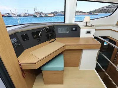 Cockpit of Brain, a Bali 4.6 catamaran at Seget Donji, Croatia