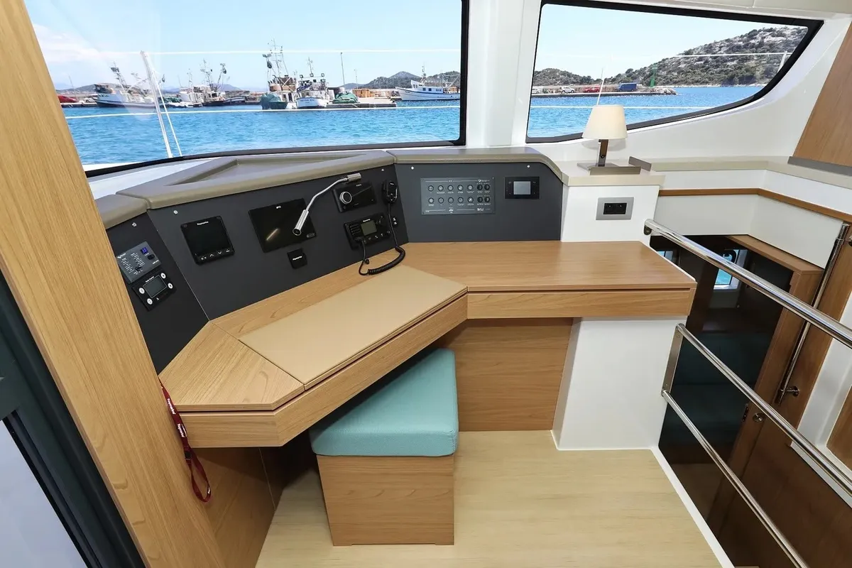 Cockpit of Brain, a Bali 4.6 catamaran at Seget Donji, Croatia