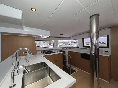 Galley of Brain, a Bali 4.6 catamaran at Seget Donji, Croatia