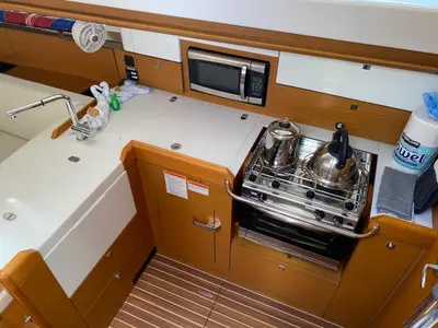 Galley of Descanso, a Jeanneau Sun Odyssey 41DS sailboat at Road Town, British Virgin Islands