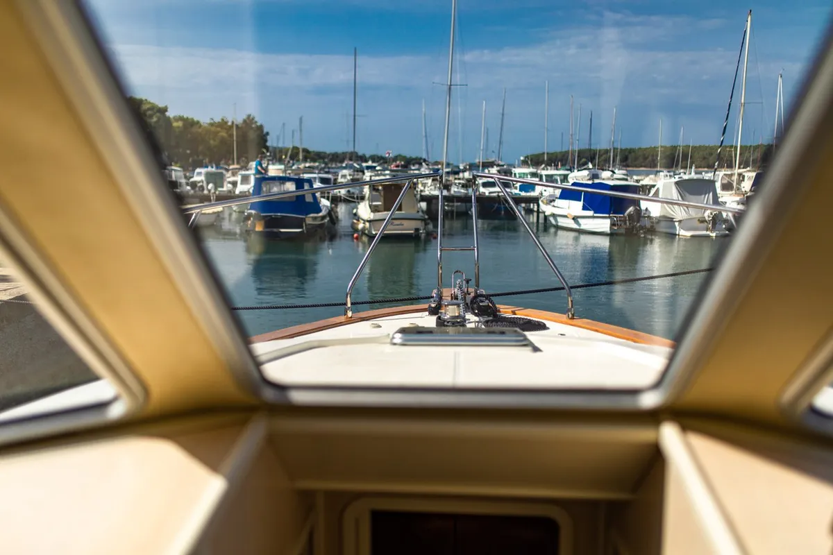 Cockpit of Paola, a Brodoremont Punat Adria Mare 38 motor yacht at Punat, Croatia