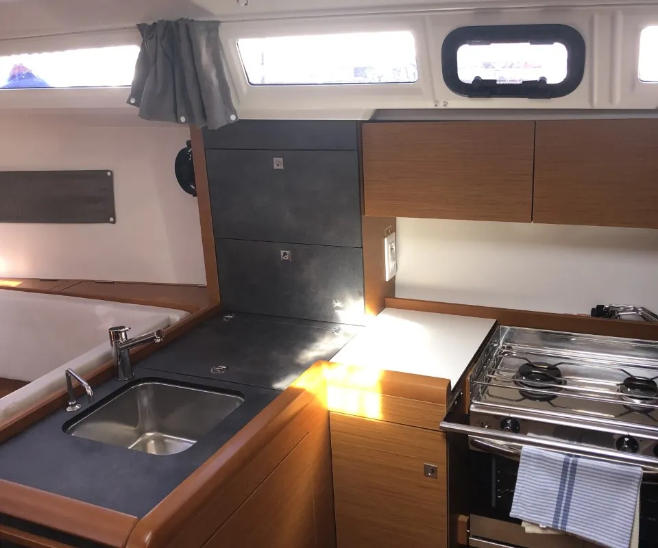 Galley of Nara, a Jeanneau Sun Odyssey 349 sailboat at Mali Lošinj, Croatia