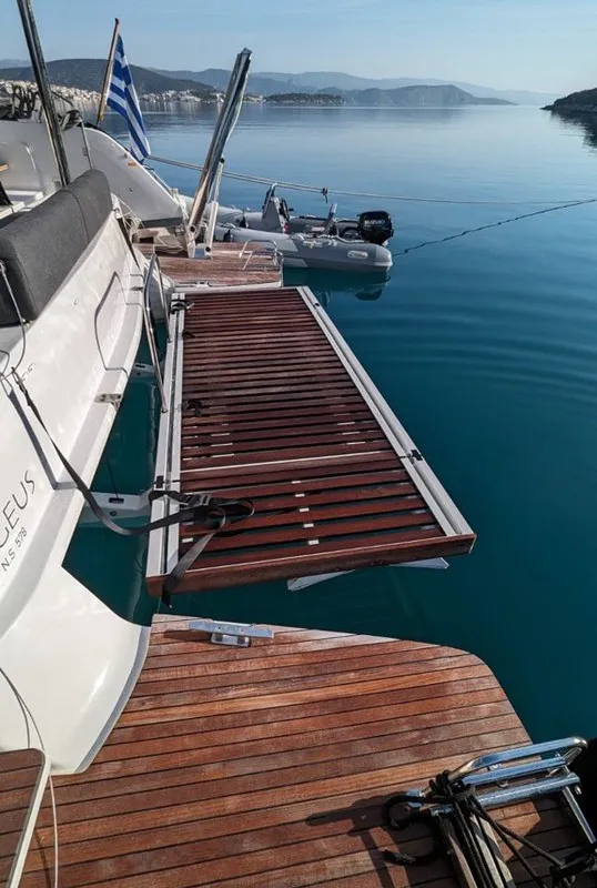 Deck of Aegeus, a Lagoon 51 - 6 cab. catamaran at Piraeus, Greece