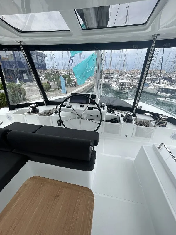 Cockpit of Aegeus, a Lagoon 51 - 6 cab. catamaran at Piraeus, Greece