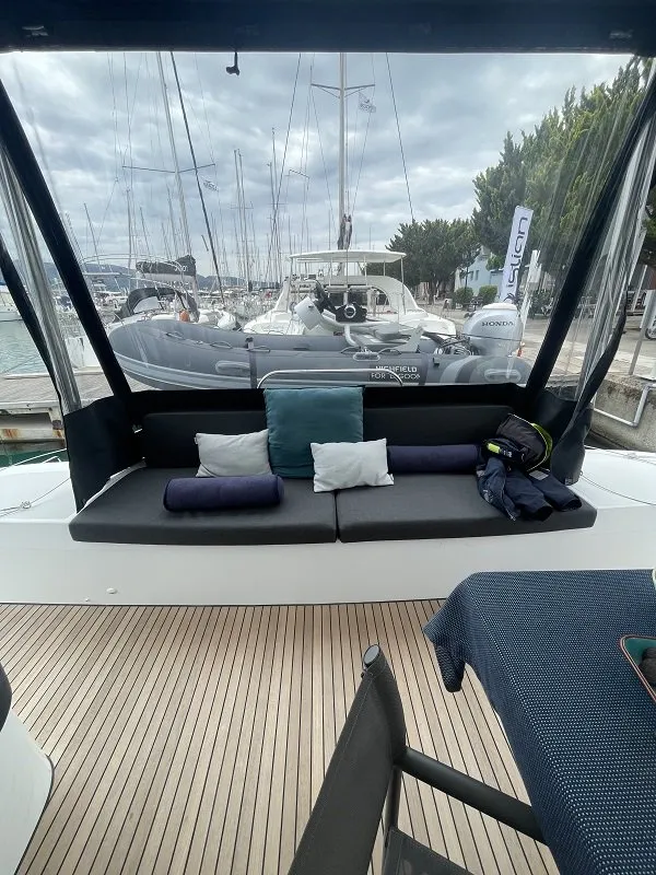 Deck of Aegeus, a Lagoon 51 - 6 cab. catamaran at Piraeus, Greece