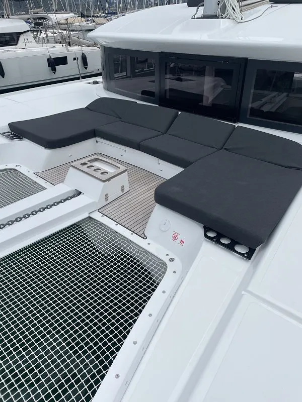 Deck of Aegeus, a Lagoon 51 - 6 cab. catamaran at Piraeus, Greece