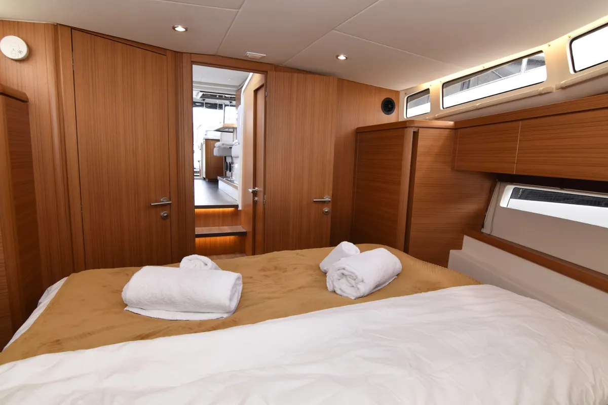 Cabin on Skien, a Greenline 39 motorboat at Porsgrunn, Norway