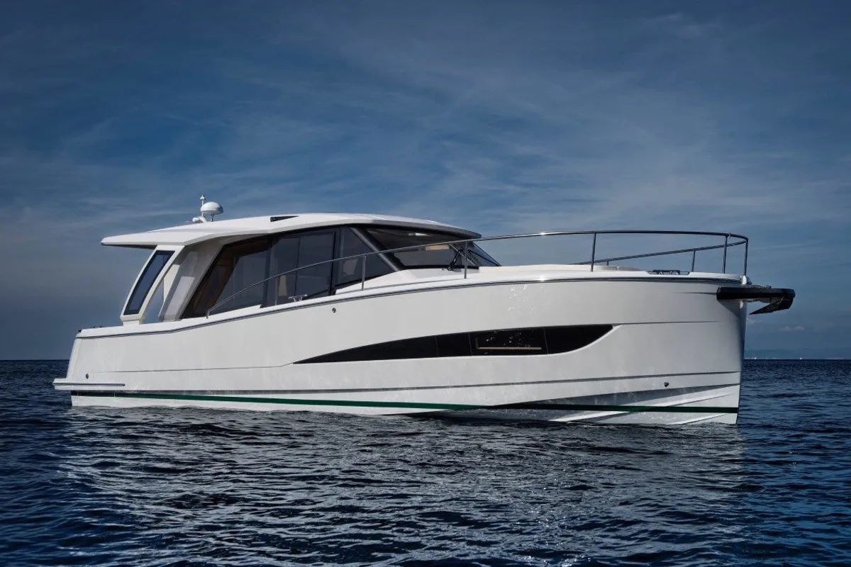 Exterior view of Skien, a Greenline 39 motorboat at Porsgrunn, Norway