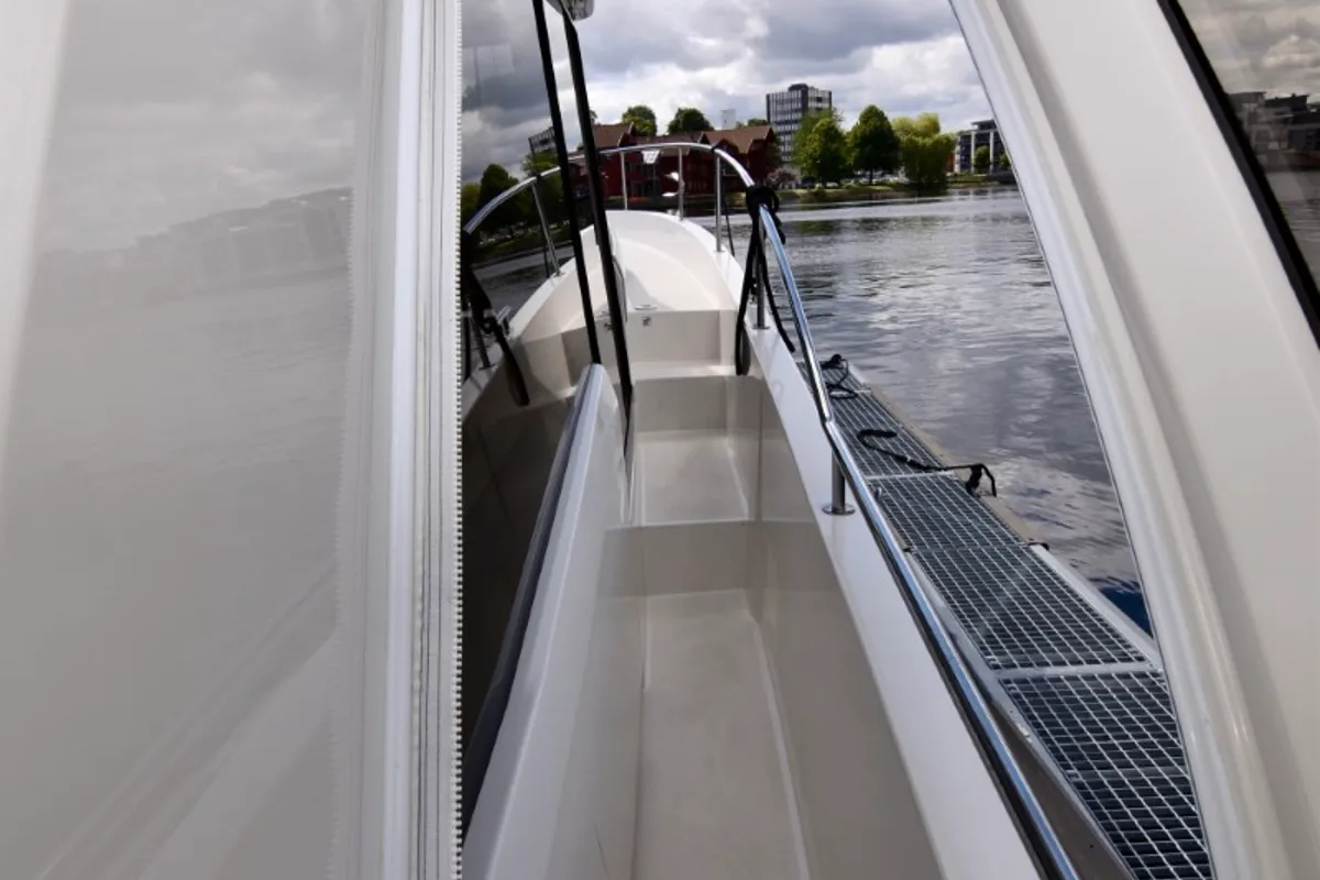 Deck of Skien, a Greenline 39 motorboat at Porsgrunn, Norway